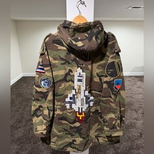 Saint Laurent x Hedi SS16 Rocket Logo Camo Military Parka Jacket